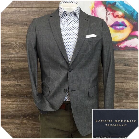 BANANA REPUBLIC Mens Blazer Sport Coat Casual Jacket‎ Size 42R Wool Suit - Picture 1 of 12